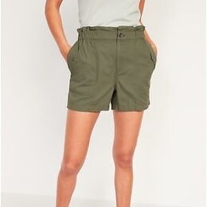 Old Navy Green High-Waisted Twill Shorts